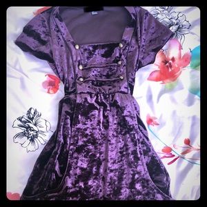 Vintage Purple Velvet Dress with Pockets